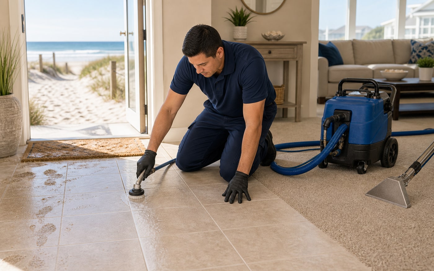 Clean tile and carpet in a coastal Virginia Beach home