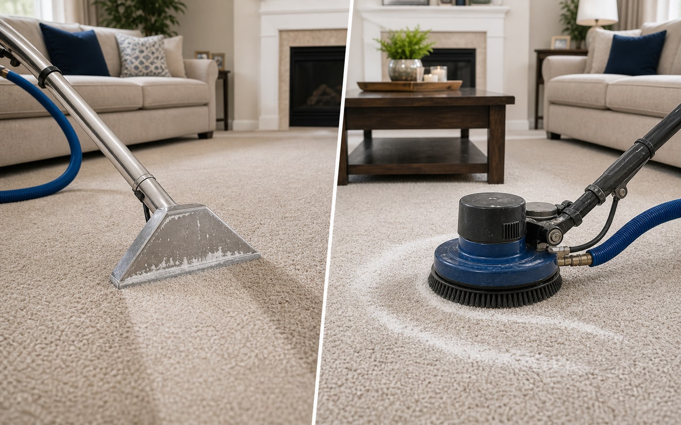 Professional hot-water extraction carpet cleaning
