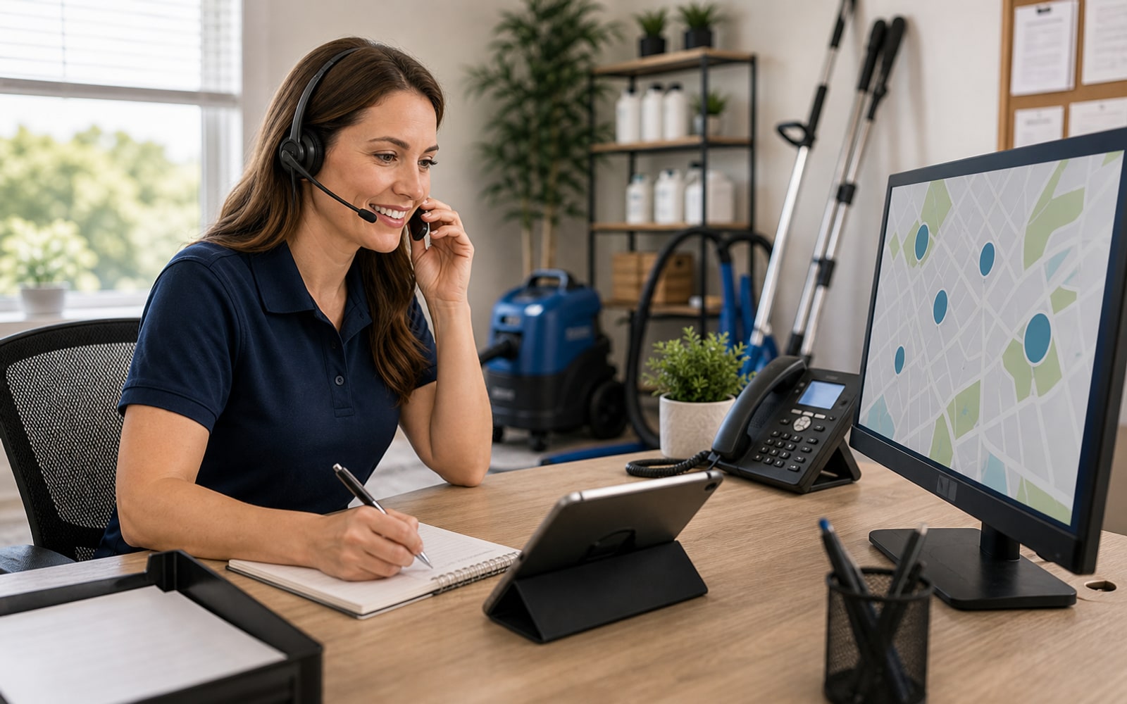 A CarpetPros coordinator helping schedule a home cleaning appointment
